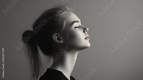 Minimalist portrait of young woman Emphasizing simplicity, this keyword is often used in fashion or editorial photography.