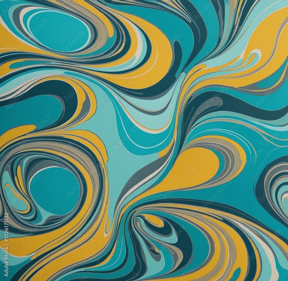 Bold Abstract Pattern with GoldenRod, Cyan, and MediumTurquoise Organic Shapes Bold Abstract Pattern with GoldenRod, Cyan, and MediumTurquoise Organic Shapes