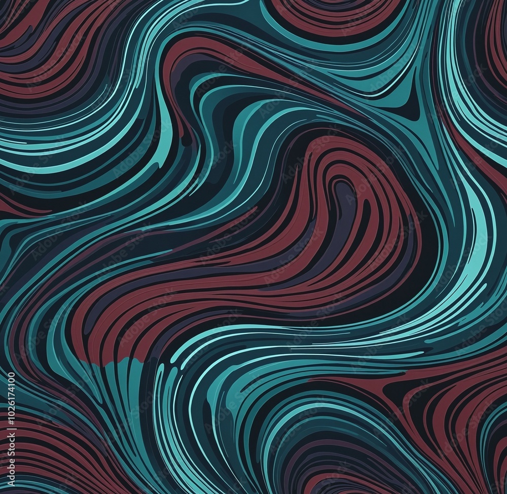 Bold Abstract Pattern with MidnightBlue, Cyan, and Maroon Organic Shapes Bold Abstract Pattern with MidnightBlue, Cyan, and Maroon Organic Shapes