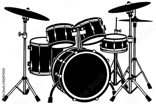 drum set silhouette vector art