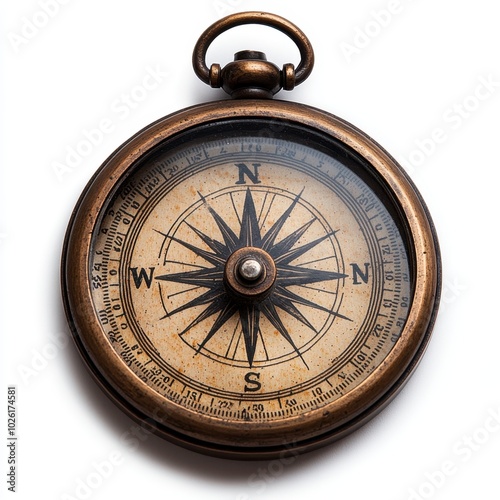 Wallpaper Mural A bronze compass with a detailed face isolated on white background.  Torontodigital.ca
