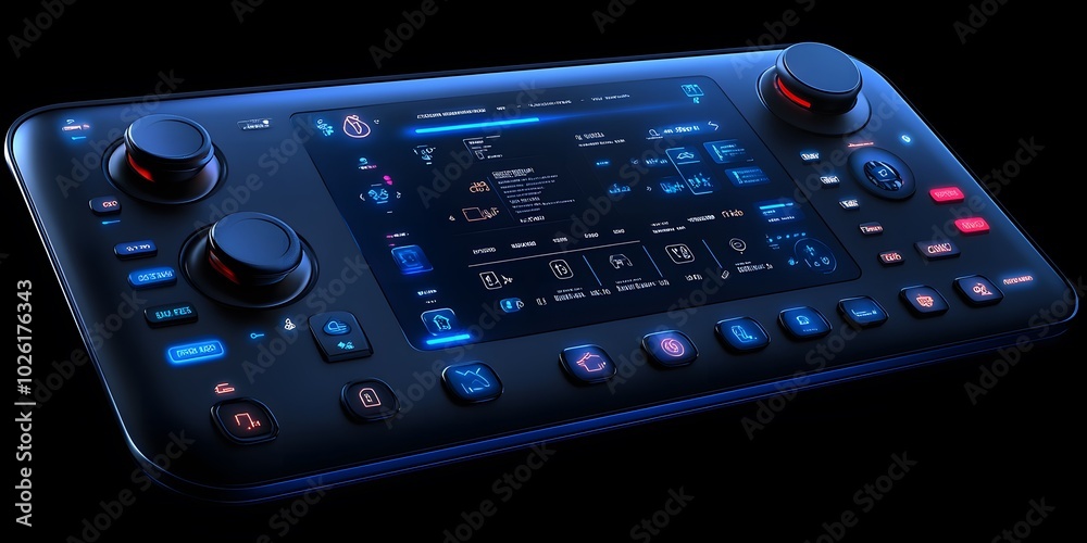 Futuristic smart home control panel of home appliances, sleek and modern digital interfaces perfect to create product designs or as part of smart home technology advertisements to attract consumers. Futuristic smart home control panel of home appliances, sleek and modern digital interfaces perfect to create product designs or as part of smart home technology advertisements to attract consumers.