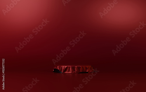 Podium, pedestal or platform, background for the presentation of cosmetic products. 3d podium. Place for ads. 3D rendering podium geometry with elements. Product presentation blank podium.