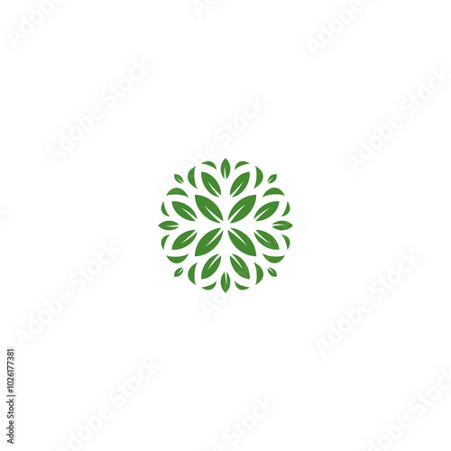Abstract circle Flower logo. leaf icon for hotel, yoga logo, community green color
