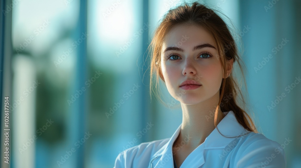 photograph of Portrait of young female pharmacist at hospital, photograph of Portrait of young female pharmacist at hospital,