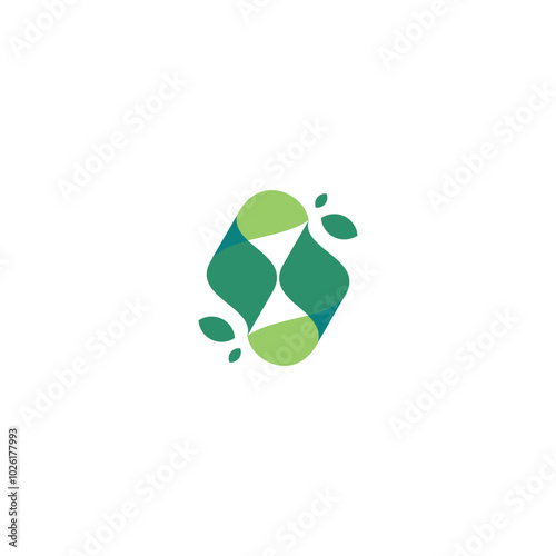Abstract leaf flat logo. leaf icon dynamic green color