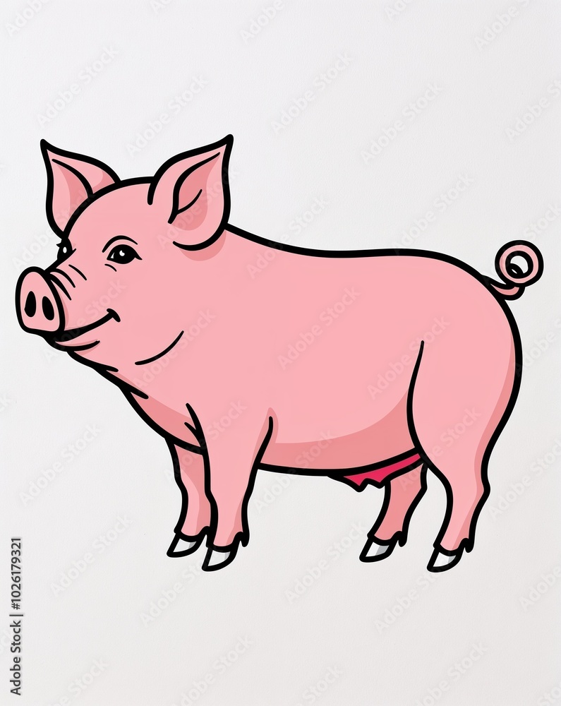 Fototapeta premium hand drawing Pig clipart on plain white background