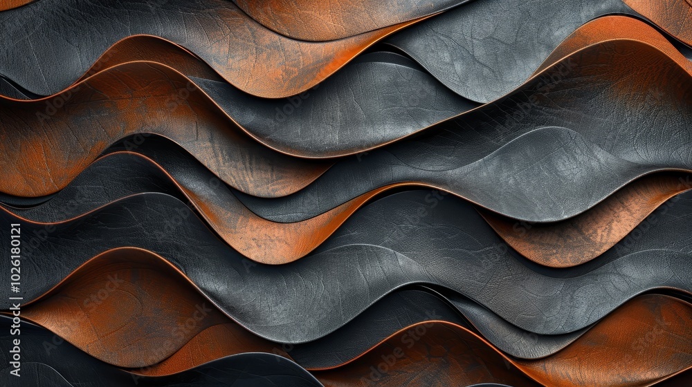 Waves of textured materials in contrasting colors create a dynamic pattern in an artistic design Waves of textured materials in contrasting colors create a dynamic pattern in an artistic design