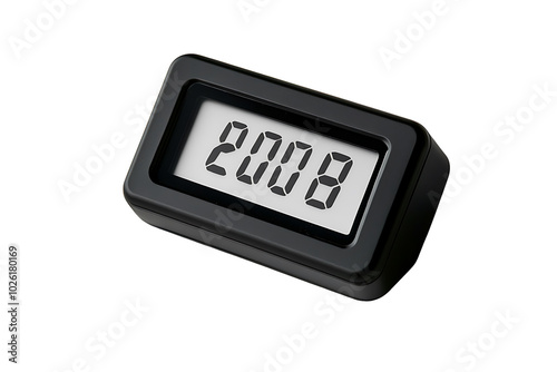 black alarm clock isolated on a transparent background