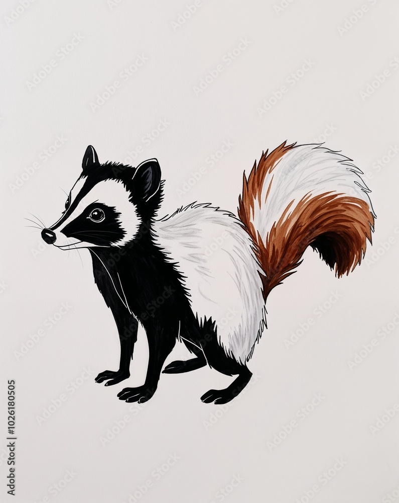 Obraz premium hand drawing Skunk clipart on plain white background