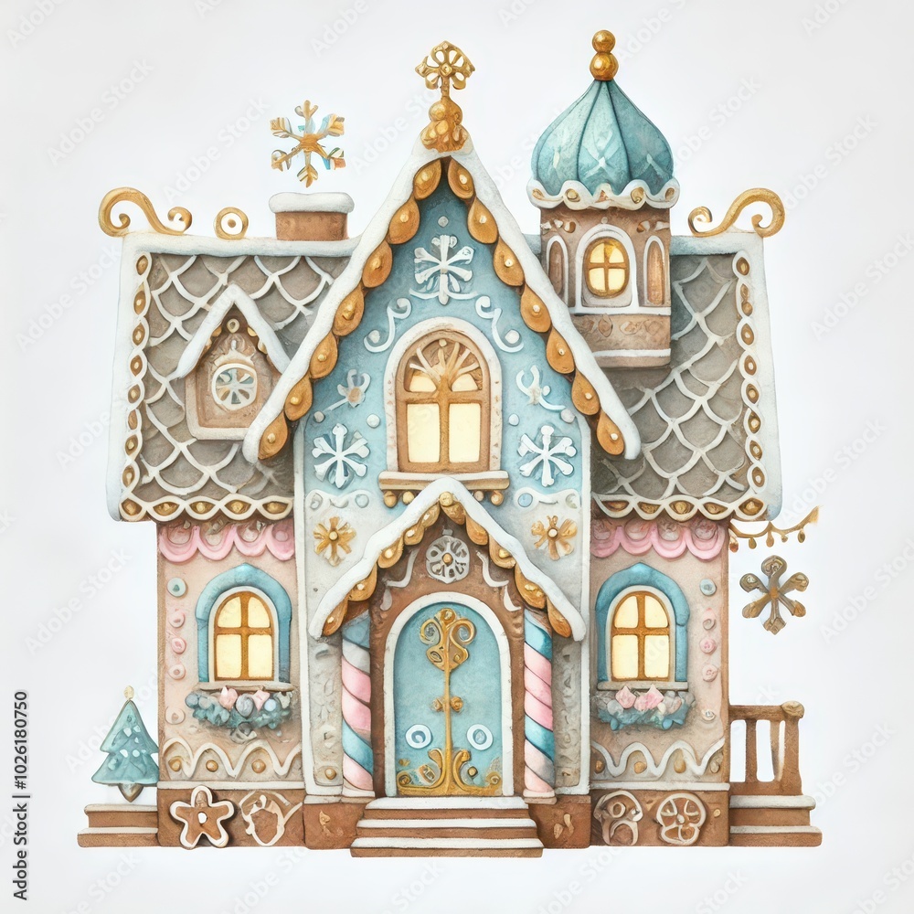 Enchanting Winter Fairytale Castle with Ornate Architectural Details and Festive Snow Covered Enchanting Winter Fairytale Castle with Ornate Architectural Details and Festive Snow Covered