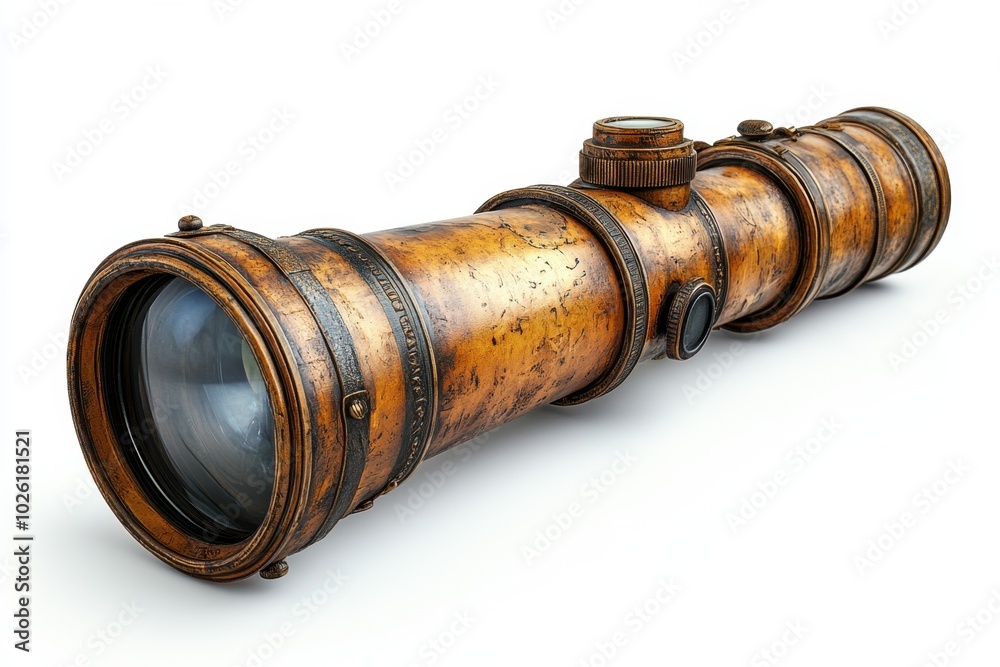 A telescope used by explorers isolated on white background. A telescope used by explorers isolated on white background.