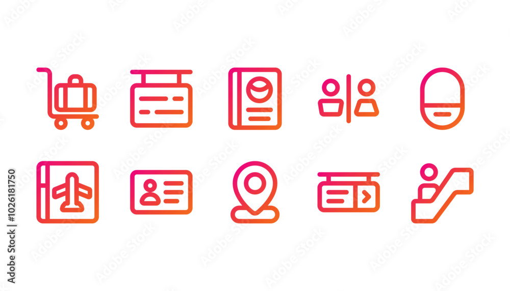 Airport icon pack line gradient style Airport icon pack line gradient style
