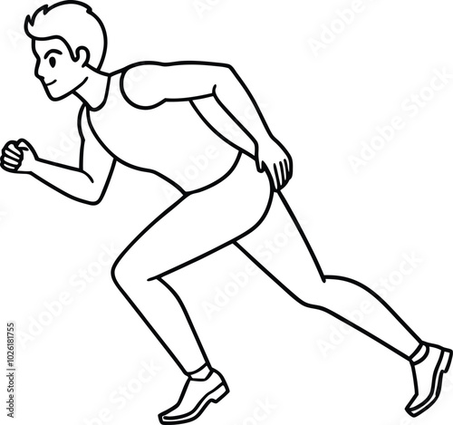 Man sprinting outline. Running man, athlete. One continuous line drawing vector. line art of young man athlete runner focus sprint run. Individual Outline of a runner, sport, competitive concept.