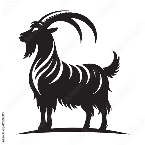 Vector silhouette image of a Goat on a white background 4.eps