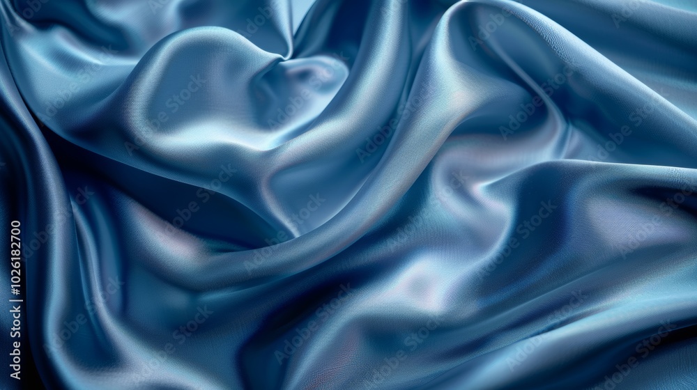 Luxurious deep blue satin fabric draped elegantly on a surface, reflecting light in a soft, glossy finish during daylight Luxurious deep blue satin fabric draped elegantly on a surface, reflecting light in a soft, glossy finish during daylight