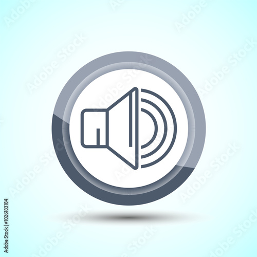 Volume Icon Design Illustration, Sound Icon For Apps and Websites, Gray Color Button Design