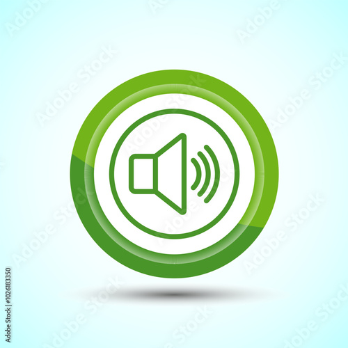 Volume Icon Design Illustration, Sound Icon For Apps and Websites, Green Color Button Design