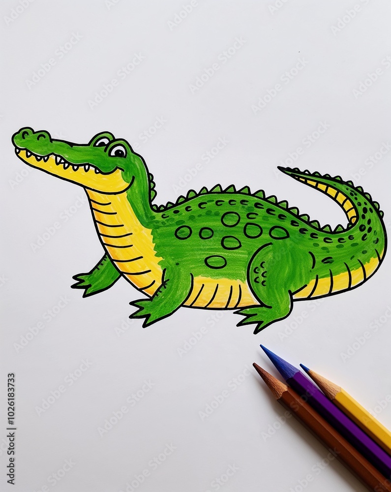 Fototapeta premium hand drawing Crocodile clipart on plain white background