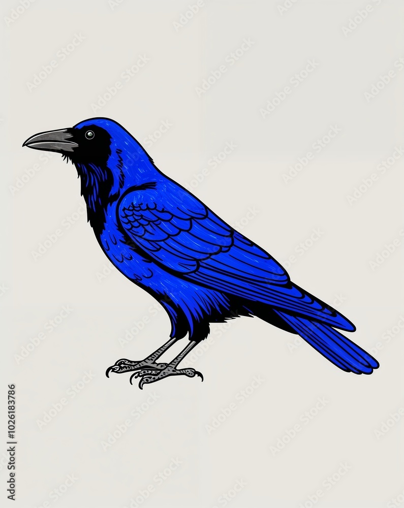 Obraz premium hand drawing Crow clipart on plain white background