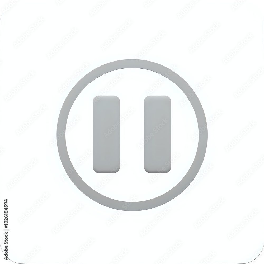 A pause button icon featuring simple line art against a white background, perfect for media applications and user interfaces. A pause button icon featuring simple line art against a white background, perfect for media applications and user interfaces.