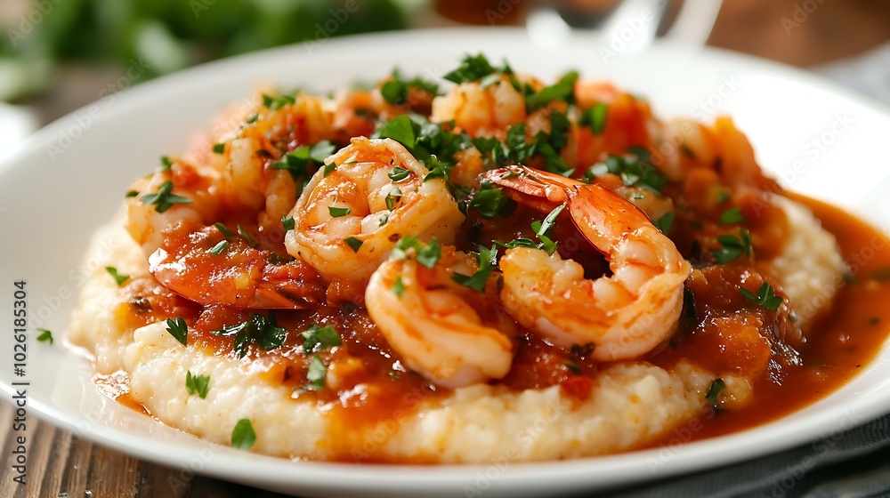 bowl of shrimp and grits dish topped with grated parmesan cheese bowl of shrimp and grits dish topped with grated parmesan cheese