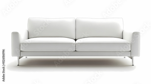 An isolated leather sofa with cushions on a white background, suitable for comfortable seating in a modern home