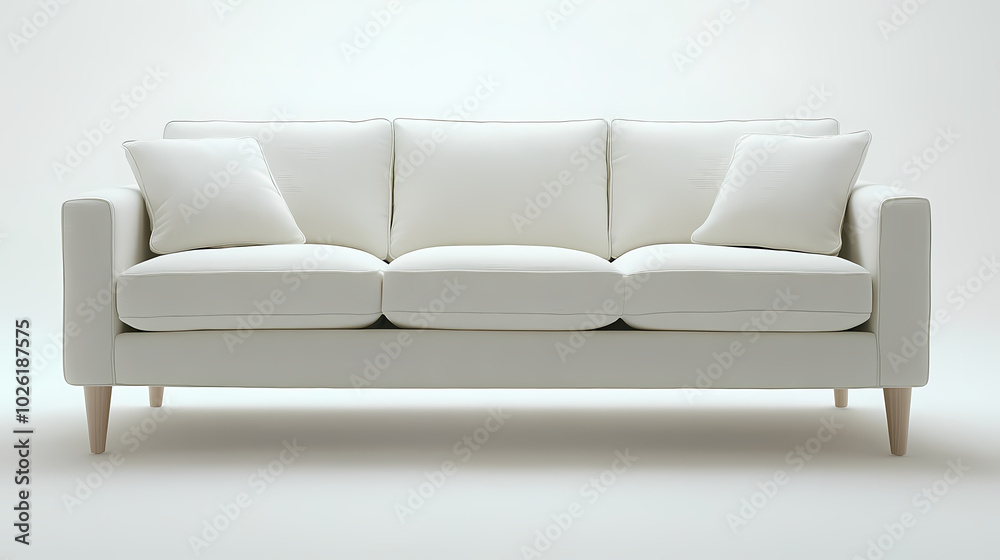 An isolated leather sofa with cushions on a white background, suitable for comfortable seating in a modern home An isolated leather sofa with cushions on a white background, suitable for comfortable seating in a modern home
