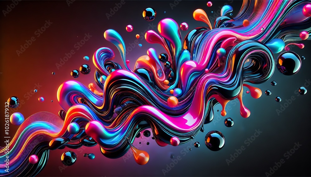 An abstract, surreal digital artwork of flowing liquid in vibrant color tones An abstract, surreal digital artwork of flowing liquid in vibrant color tones