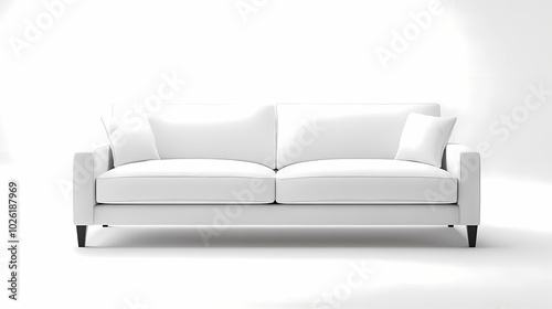 An isolated leather sofa with cushions on a white background, suitable for comfortable seating in a modern home