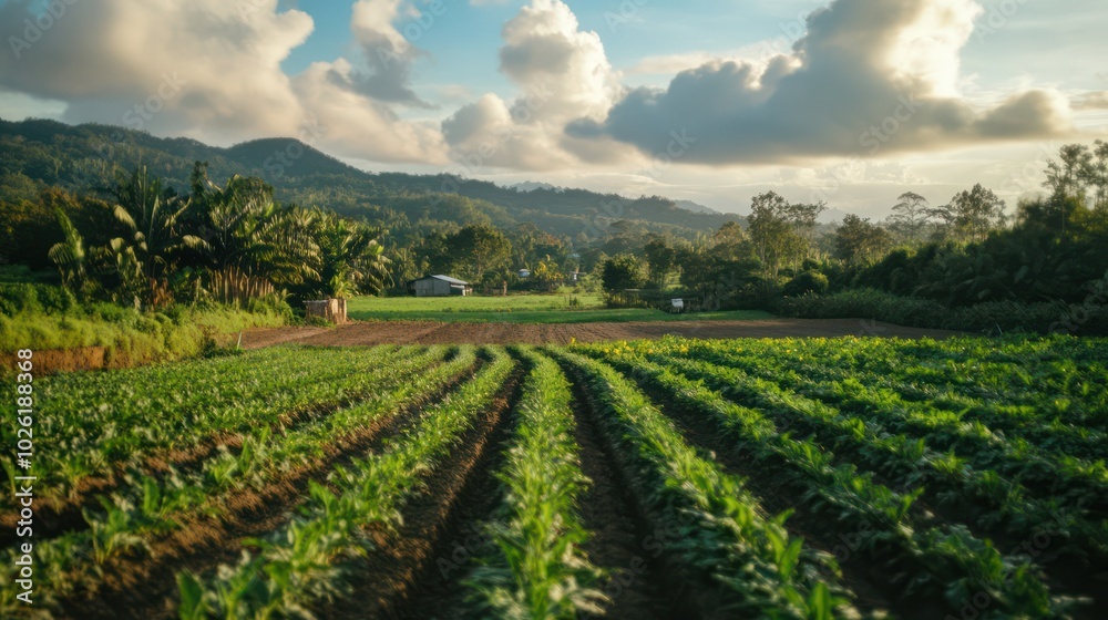 A farm cultivating crops using eco-friendly methods that protect the environment and support local ecosystems. A farm cultivating crops using eco-friendly methods that protect the environment and support local ecosystems.