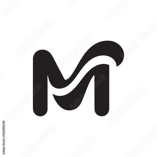 Stylish and creative letter M silhouette icon