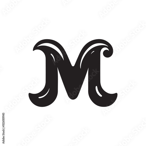 Stylish and creative letter M silhouette icon