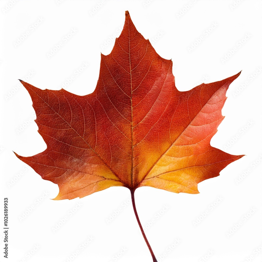 Obraz premium autumn colored fall leaf isolated on white background overlay texture