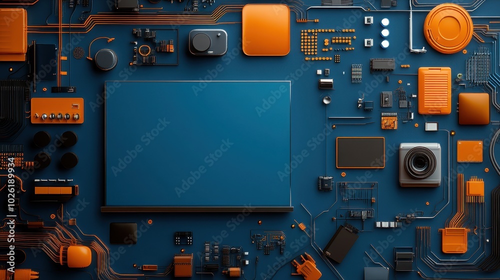 Fototapeta premium From analog to digital: a seamless transition of old tech gadgets becoming futuristic devices