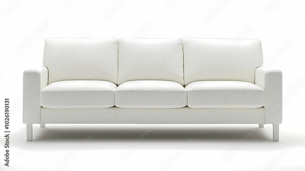 An isolated leather sofa with cushions on a white background, suitable for comfortable seating in a modern home An isolated leather sofa with cushions on a white background, suitable for comfortable seating in a modern home