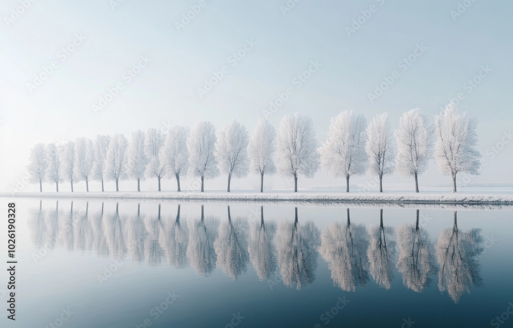 Fototapeta premium Frosty Trees Reflection.