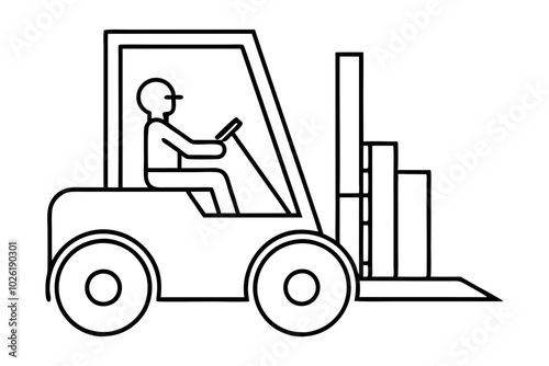 Industrial forklift lifting | vector silhouette illustration on white background