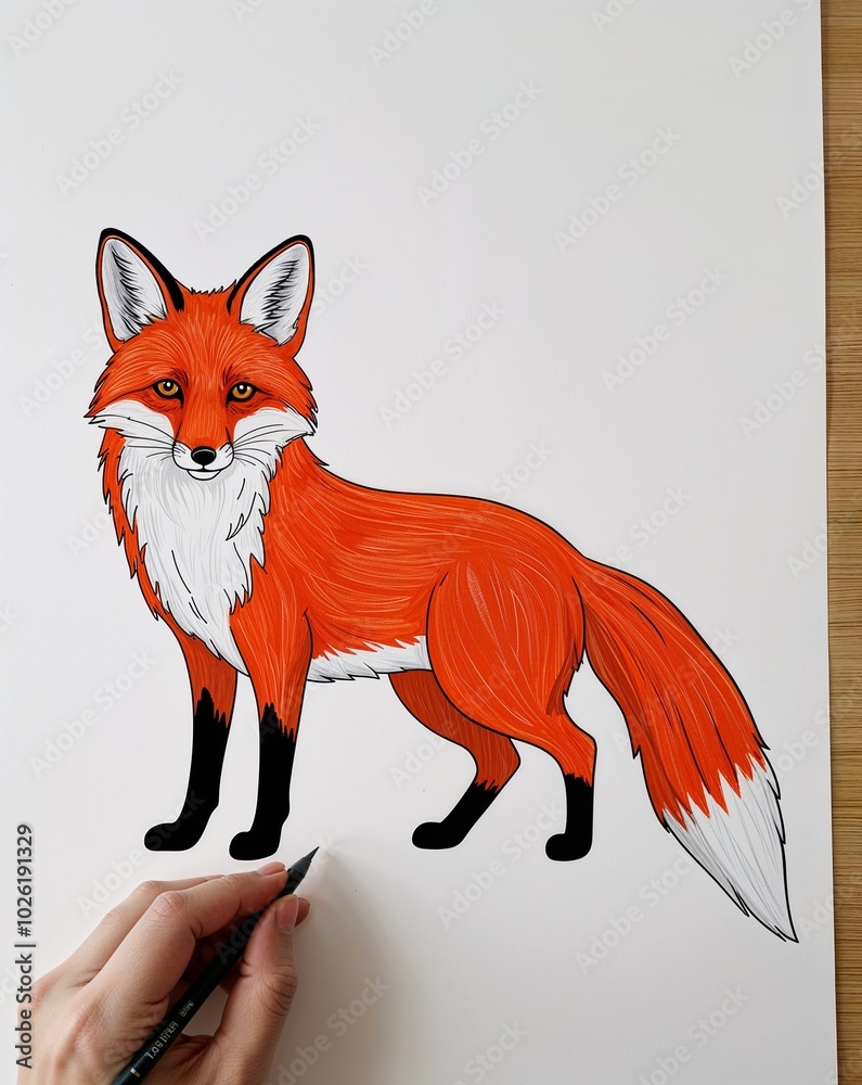 Obraz premium hand drawing Fox clipart on plain white background