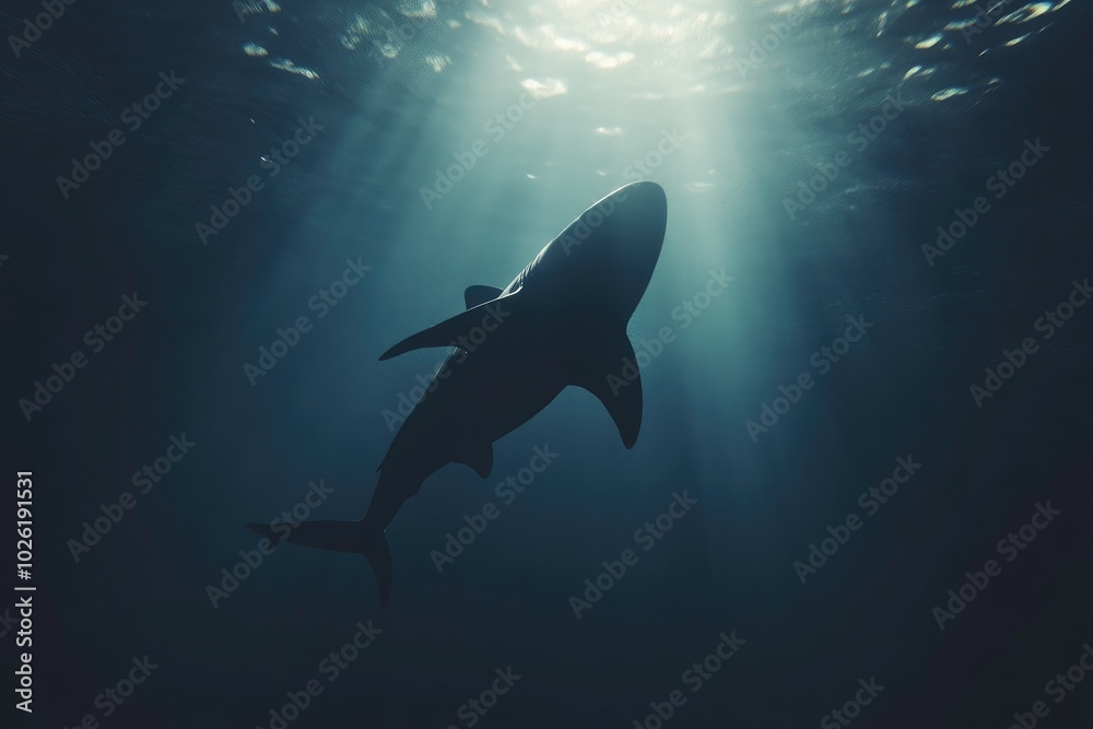 Fototapeta premium In the Abyss: The Great Shark's Hidden Majesty