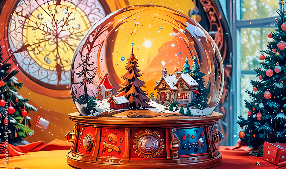 Fototapeta premium Festive beautiful Christmas and New Year composition, magic New Year's ball