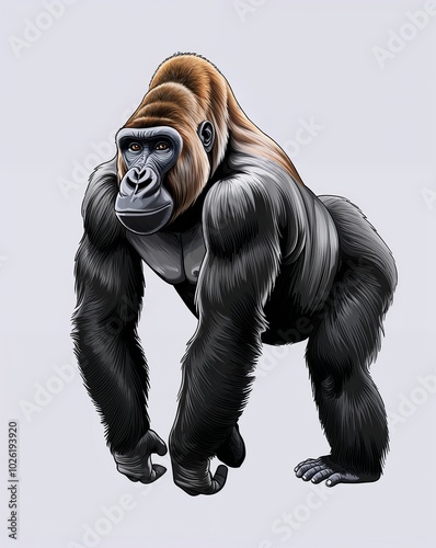 hand drawing Gorilla clipart on plain white background