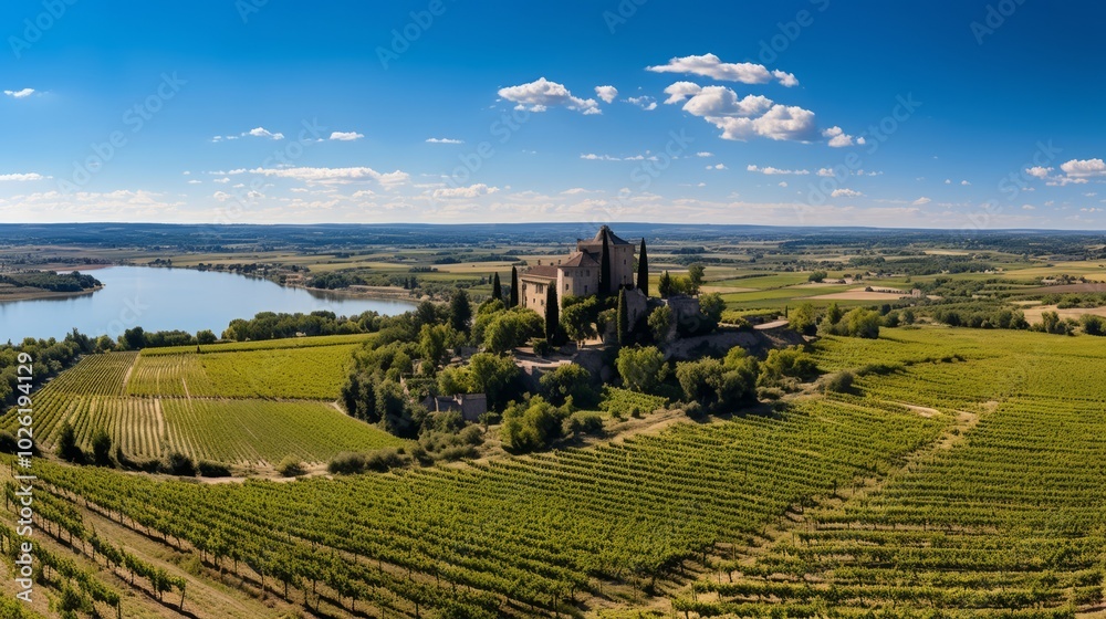 Obraz premium Haut-Medoc: Exploring the Enchanting Chateaus and Viney ds of M gaux, Bordeaux in Aerial View