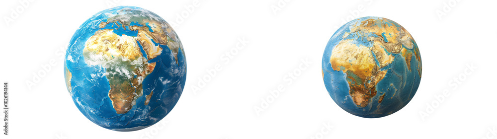 Two Globe Illustrations of Africa and Surrounding Areas Two Globe Illustrations of Africa and Surrounding Areas