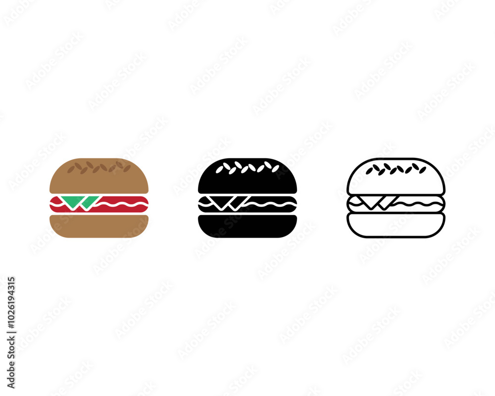 Burger icon set. cheese burger Symbol. hamburger sign. Burger icon set. cheese burger Symbol. hamburger sign.