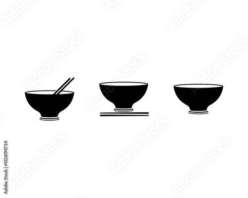 Bowl icon, kitchen utensils vector illustration. Bowl with chopstick icon.