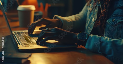 Woman Working on Laptop.