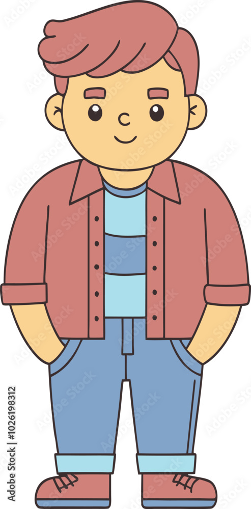 Cartoon style boy character with casual outfit and red hair Cartoon style boy character with casual outfit and red hair