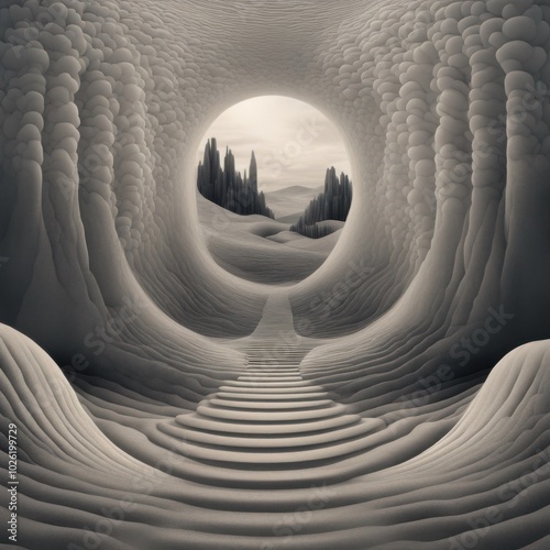 a surreal landscape with spirally pattern photo