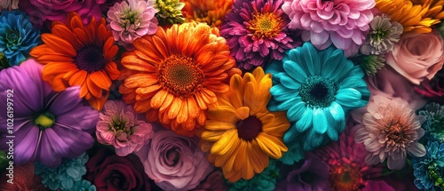 Vibrant Floral Arrangement on Dark Background